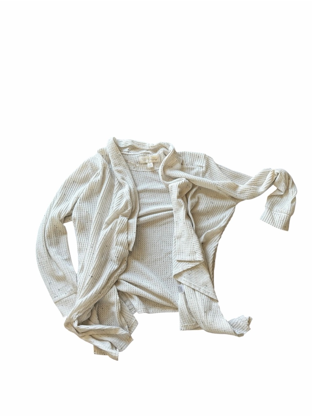 Lovers + Friends Cream Waffle-Knit Open Cardigan